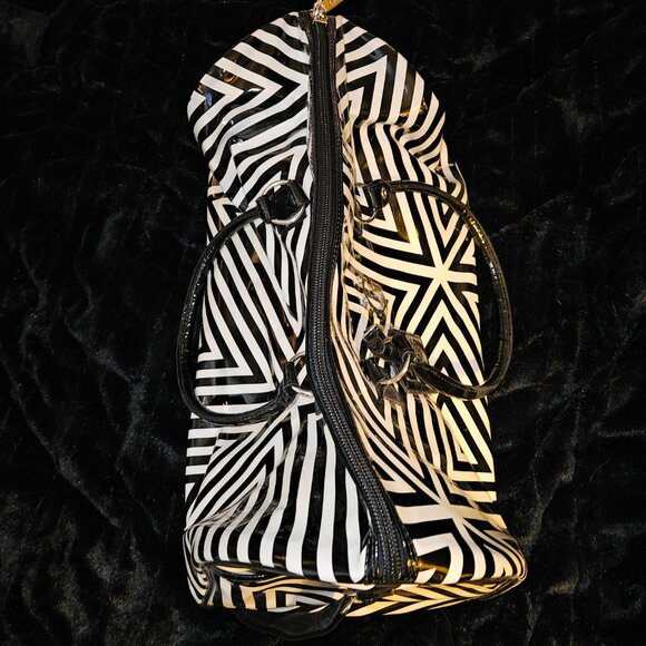 Guess Black and White Patent Faux Leather Duffle Tote - Picture 3 of 8